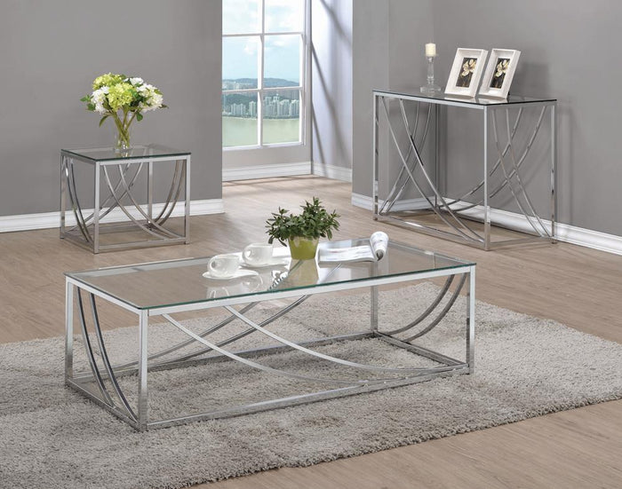 G720498 - Curves On The Base With Glass Top Occasional Table Accents - Chrome