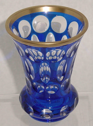786028 Blue Cased With 12 Round Oval, Round & Round Cuts On Base, Bohemian Glassware, Bohemian Glass Collector, - ReeceFurniture.com - Free Local Pick Ups: Frankenmuth, MI, Indianapolis, IN, Chicago Ridge, IL, and Detroit, MI