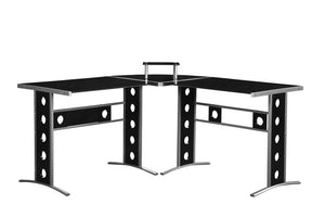 G800228 - Keizer 3-Piece L-Shape Office Desk Set - Black And Silver - ReeceFurniture.com