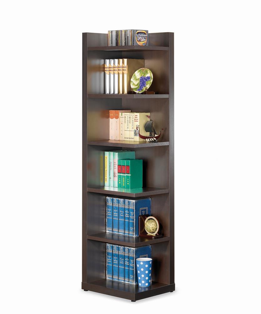 G800270 - 6-Tier Corner Bookcase - Cappuccino - ReeceFurniture.com