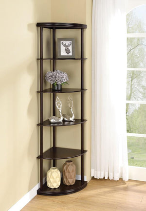 G800279 - 5-Shelf Corner Bookshelf - Cappuccino - ReeceFurniture.com