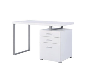 G800325 - Brennan 3-Drawer Office Desk - White - ReeceFurniture.com