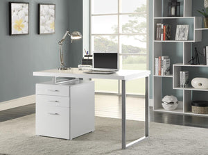 G800325 - Brennan 3-Drawer Office Desk - White - ReeceFurniture.com