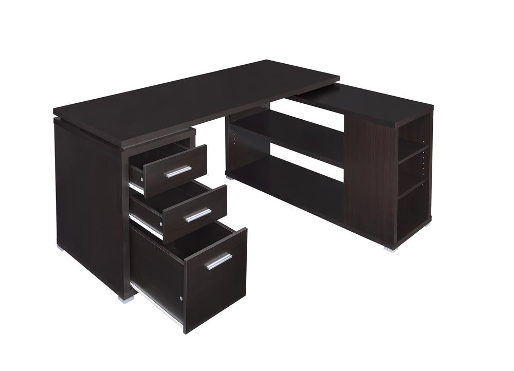 G800516 - Yvette L-Shape Office Desk - Cappuccino, White, Grey Driftwood or Weathered Grey - ReeceFurniture.com