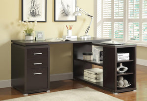 G800516 - Yvette L-Shape Office Desk - Cappuccino, White, Grey Driftwood or Weathered Grey - ReeceFurniture.com