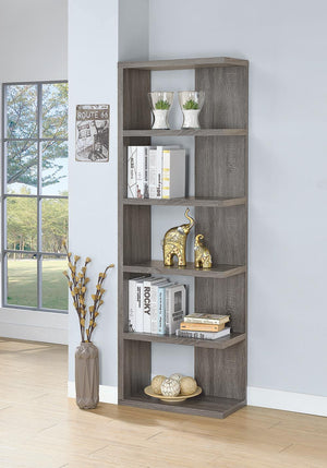G800552 - 5-Tier Bookcase - Weathered Grey - ReeceFurniture.com