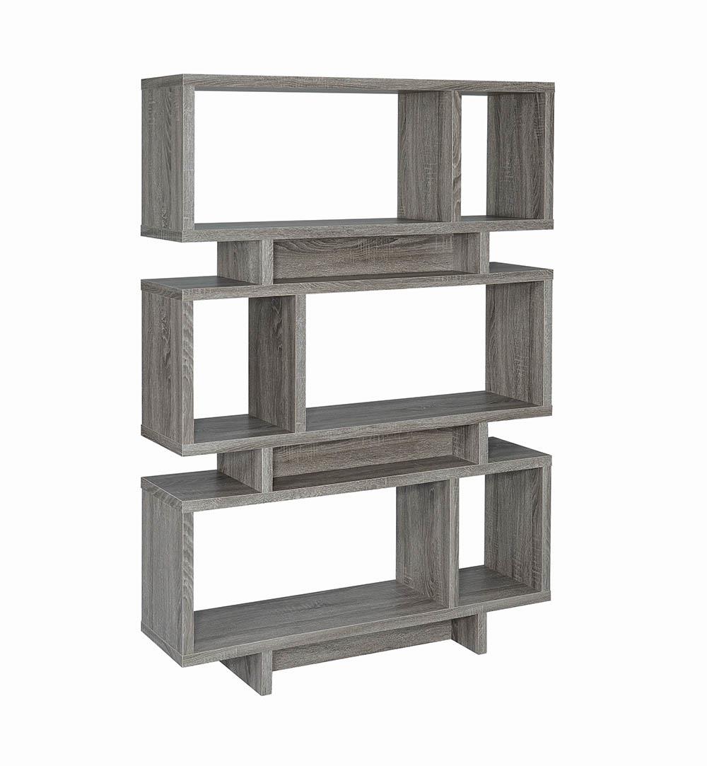 G800552 - 3-Tier Geometric Bookcase - Weathered Grey - ReeceFurniture.com