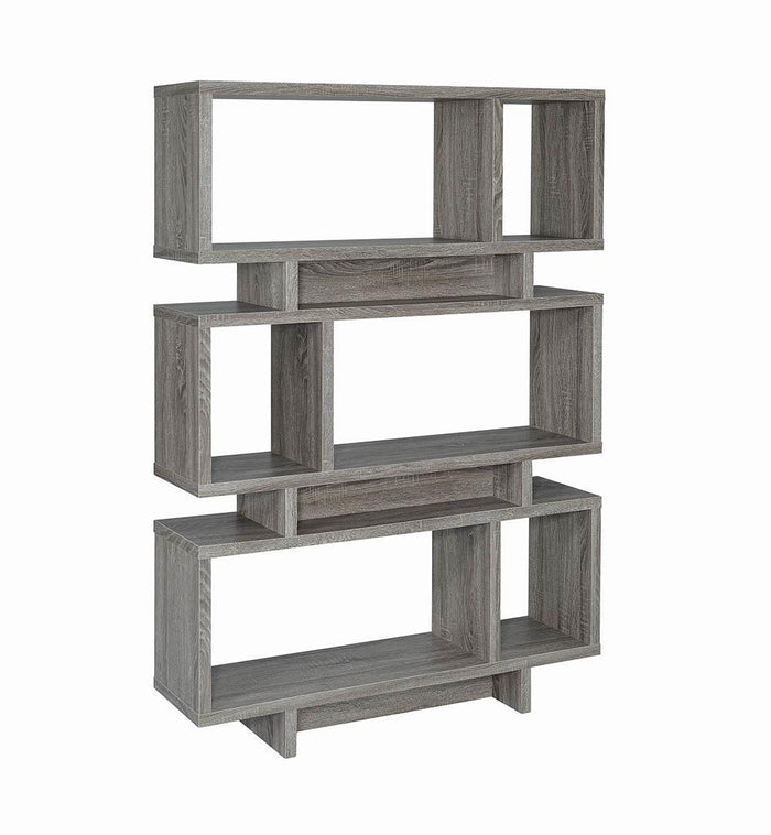 G800552 - 3-Tier Geometric Bookcase - Weathered Grey