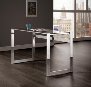 G800746 - Hader Glass Top Writing Desk - Chrome - ReeceFurniture.com