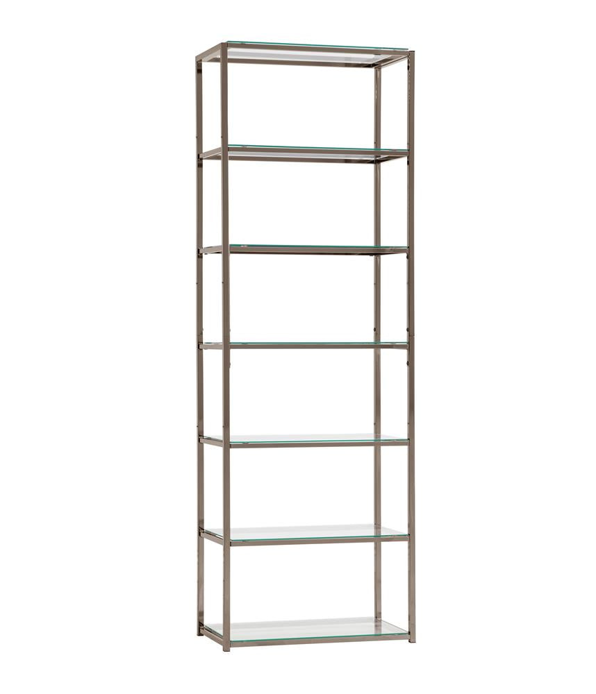 G801017 - Carmelo 6-Shelf Bookcase - Black Nickel - ReeceFurniture.com