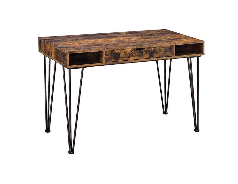 G801038 - 1-Drawer Writing Desk - Antique Nutmeg And Dark Bronze - ReeceFurniture.com