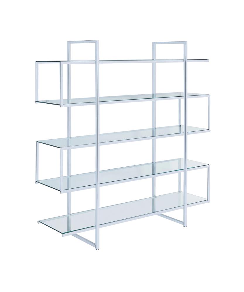 G801304 - 5-Shelf Bookcase - Chrome And Clear - ReeceFurniture.com