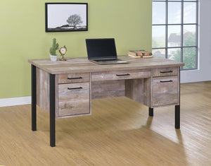 G801950 - Samson 4-Drawer Office Desk - Weathered Oak - ReeceFurniture.com