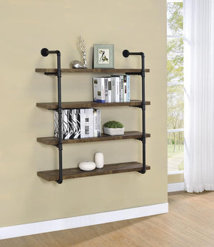 G804426 - Wall Shelf - Black And Grey Driftwood or Black And Rustic Oak - ReeceFurniture.com