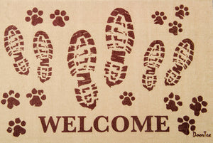 Doortex Rectangular Indoor Porch Mat  - Dog Welcome - Boot Print Welcome, Floor Mats, FloorTexLLC, - ReeceFurniture.com - Free Local Pick Ups: Frankenmuth, MI, Indianapolis, IN, Chicago Ridge, IL, and Detroit, MI