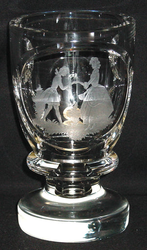 823023 Crystal W/Engraved Man Holding Womans Hand In Cut Circle, 5, Bohemian Glassware, Bohemian Glass Collector, - ReeceFurniture.com - Free Local Pick Ups: Frankenmuth, MI, Indianapolis, IN, Chicago Ridge, IL, and Detroit, MI