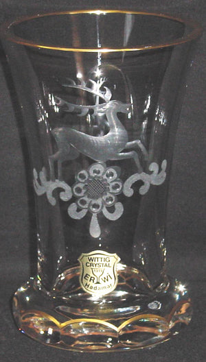 844025 Crystal W/Engraved Deer Over Flowers & Cut Oval On Back, 10, Bohemian Glassware, Ernest Wittig, - ReeceFurniture.com - Free Local Pick Ups: Frankenmuth, MI, Indianapolis, IN, Chicago Ridge, IL, and Detroit, MI