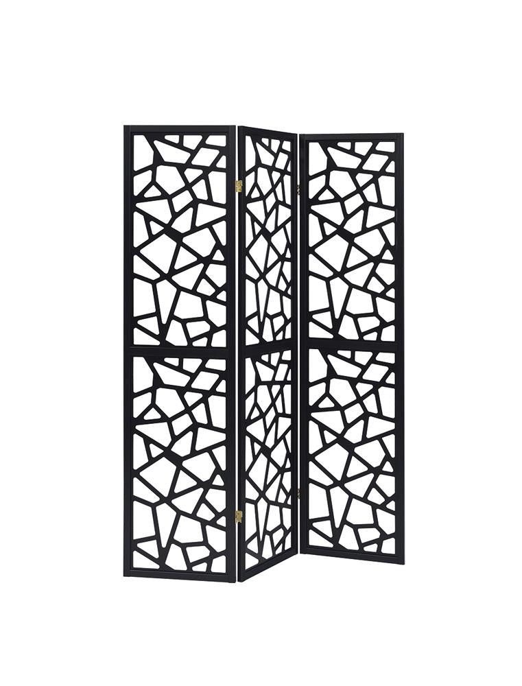 G900092 - 3-Panel Folding Screen Intricate Mosaic - Black - ReeceFurniture.com