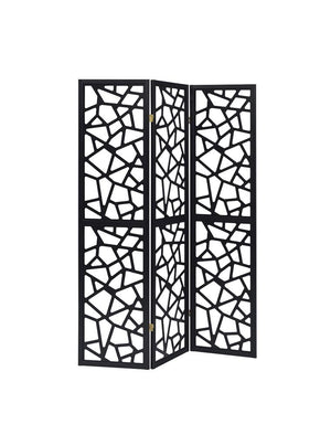 G900092 - 3-Panel Folding Screen Intricate Mosaic - Black - ReeceFurniture.com