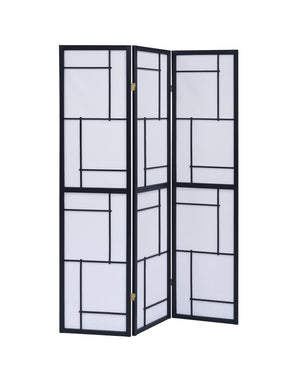 G900102 - 3-Panel Folding Floor Screen - Black And White - ReeceFurniture.com