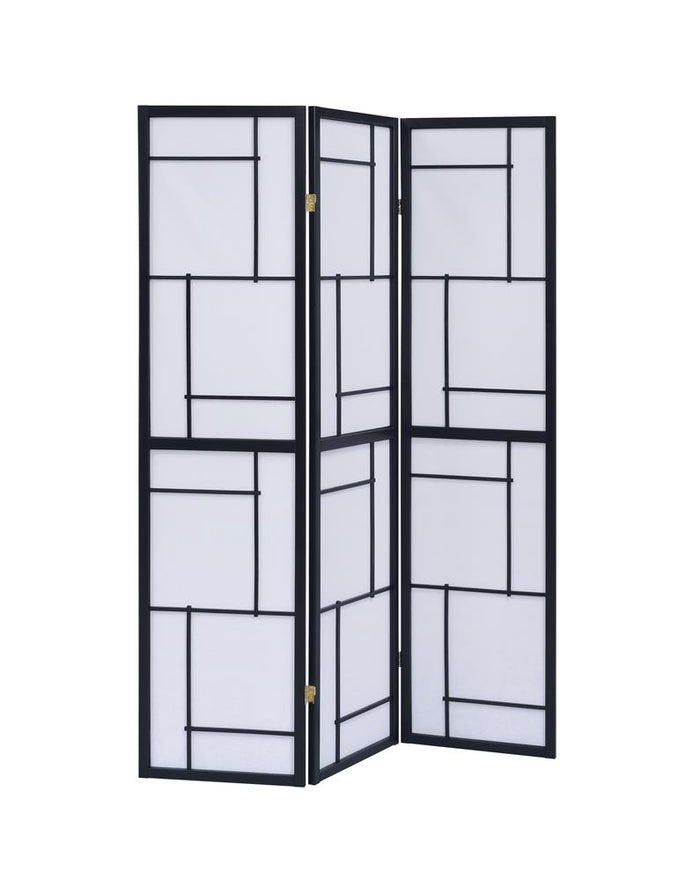 G900102 - 3-Panel Folding Floor Screen - Black And White