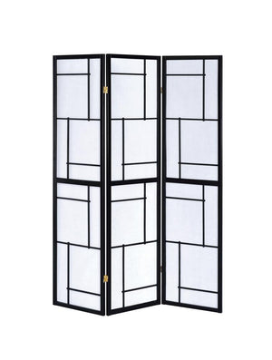 G900102 - 3-Panel Folding Floor Screen - Black And White - ReeceFurniture.com