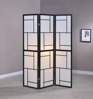 G900102 - 3-Panel Folding Floor Screen - Black And White - ReeceFurniture.com