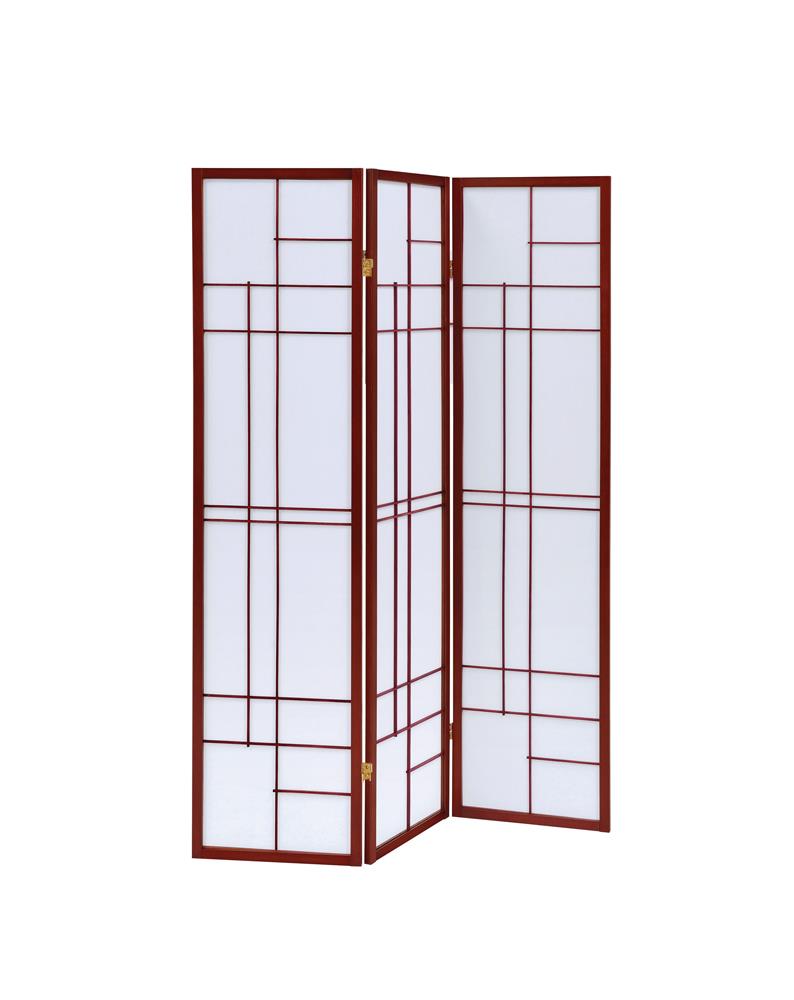 G900110 - 3-Panel Folding Floor Screen - White And Cherry - ReeceFurniture.com