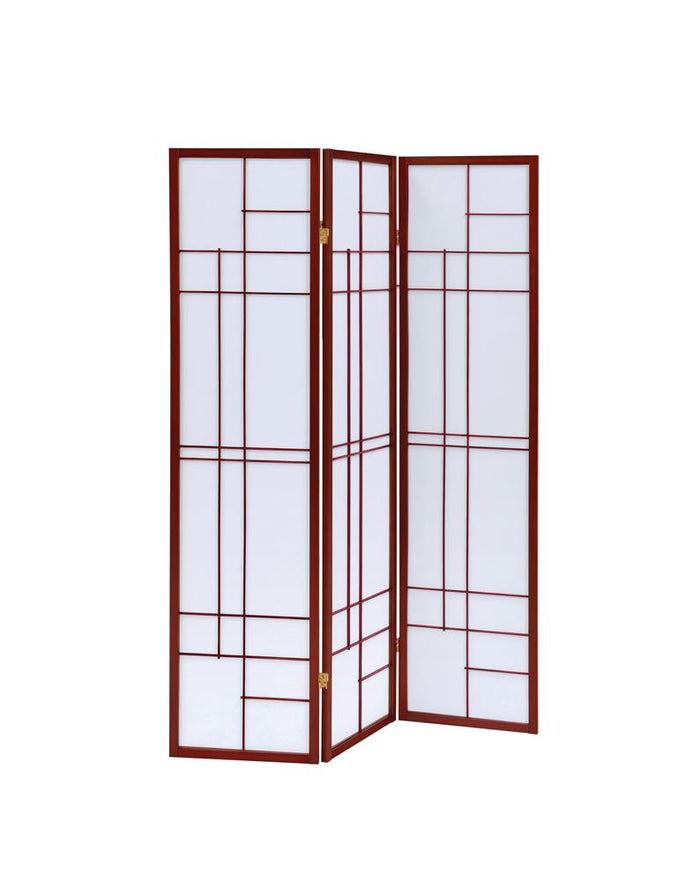 G900110 - 3-Panel Folding Floor Screen - White And Cherry