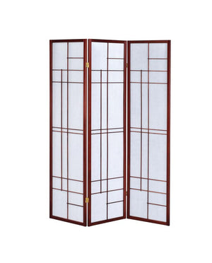G900110 - 3-Panel Folding Floor Screen - White And Cherry - ReeceFurniture.com