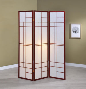 G900110 - 3-Panel Folding Floor Screen - White And Cherry - ReeceFurniture.com