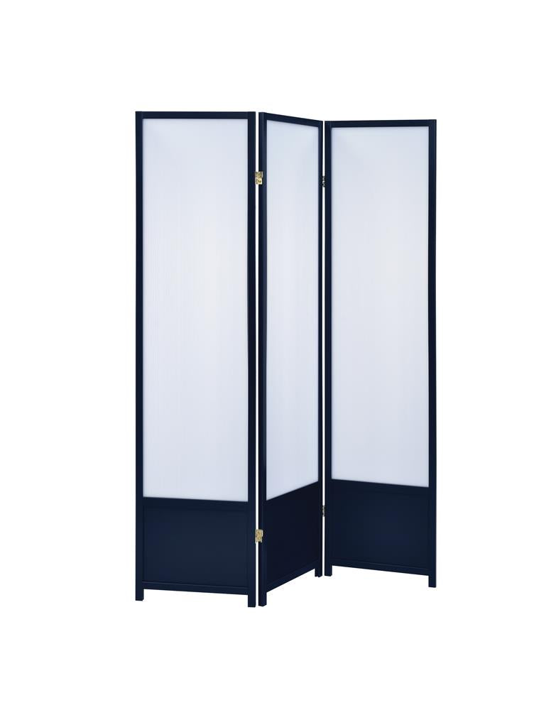 G900120 - 3-Panel Folding Floor Screen - Translucent And Black - ReeceFurniture.com