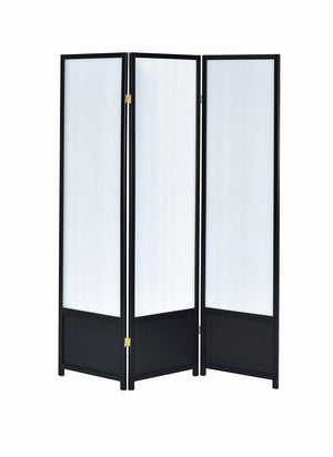 G900120 - 3-Panel Folding Floor Screen - Translucent And Black - ReeceFurniture.com
