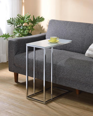 G900250 - Glass Top Accent Table - Chrome And White - ReeceFurniture.com