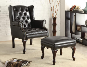 G900262 - Button Tufted Back Accent Chair With Ottoman - Black And Espresso - ReeceFurniture.com