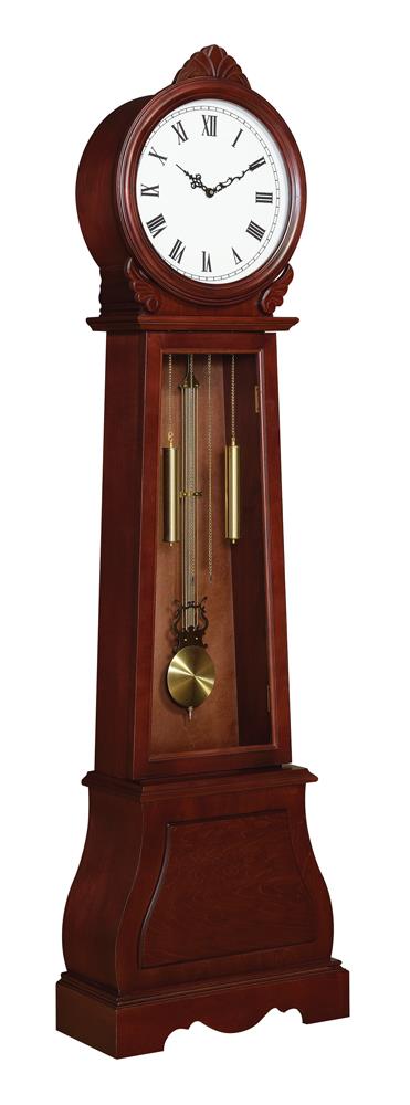 G900723 - Grandfather Clock With Chime - Brown Red - ReeceFurniture.com