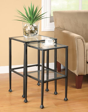 G901073 - 2-Piece Glass Top Nesting Tables - Black - ReeceFurniture.com