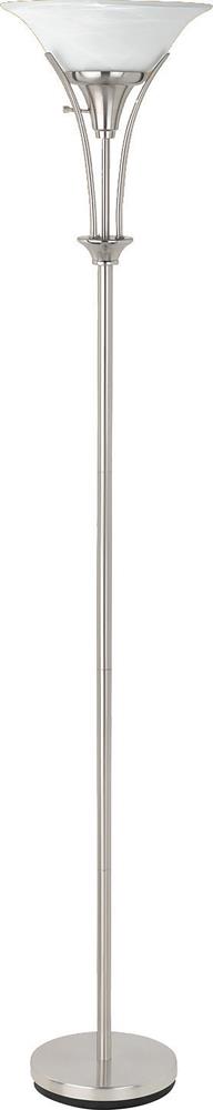 G901193 - Floor Lamp With Frosted Ribbed Shade - Brushed Steel - ReeceFurniture.com