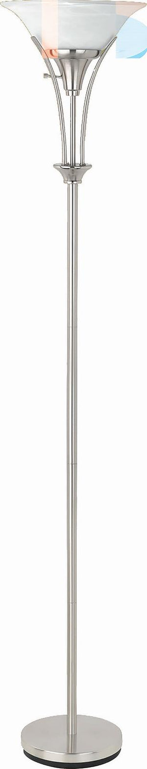 G901193 - Floor Lamp With Frosted Ribbed Shade - Brushed Steel - ReeceFurniture.com
