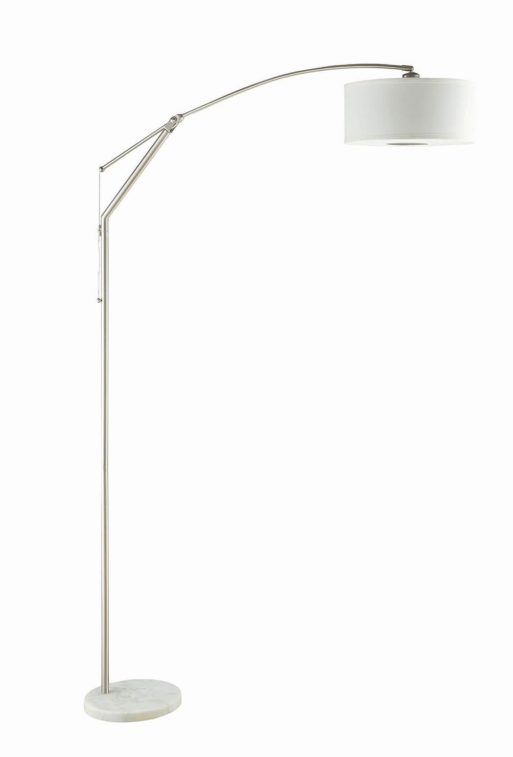 G901490 - Adjustable Arched Arm Floor Lamp Chrome And White - ReeceFurniture.com