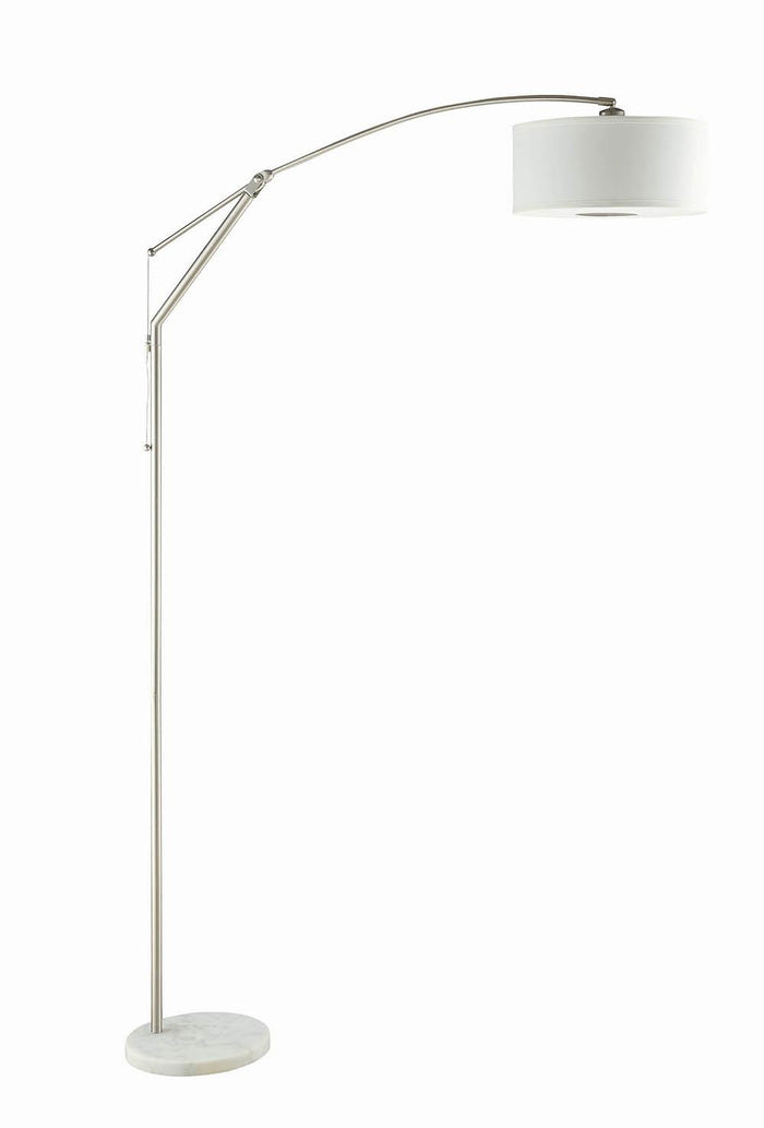 G901490 - Adjustable Arched Arm Floor Lamp Chrome And White