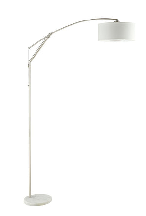 G901490 - Adjustable Arched Arm Floor Lamp Chrome And White - ReeceFurniture.com