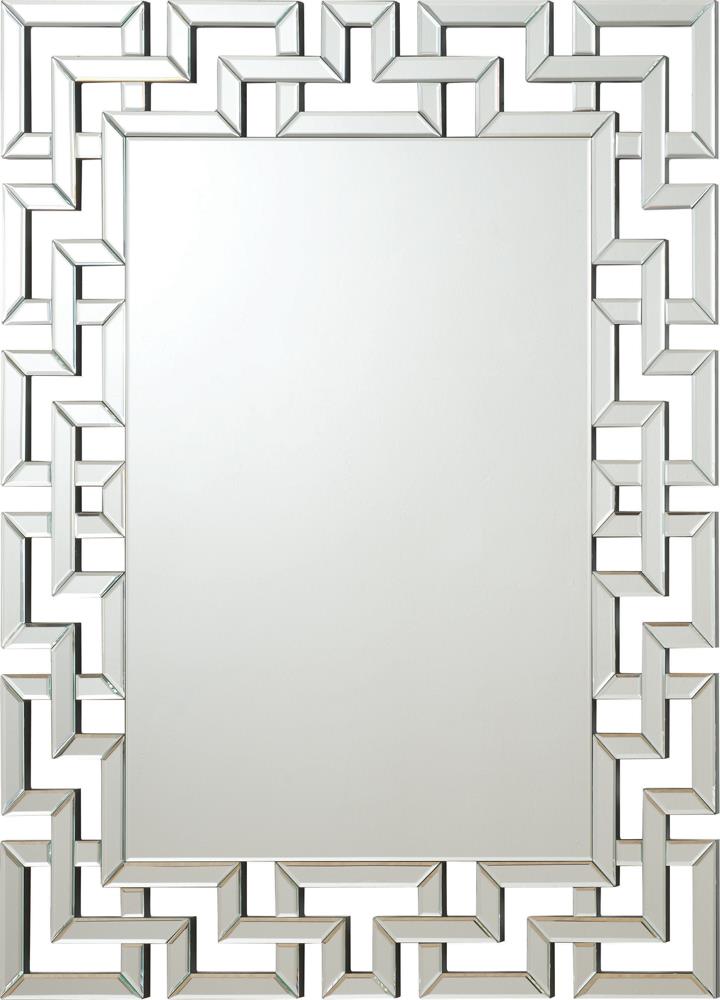 G901786 - Interlocking Greek Frameless Wall Mirror - Silver - ReeceFurniture.com