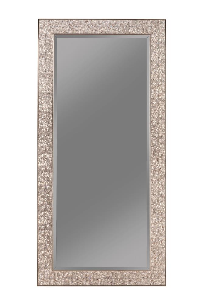 G901997 - Rectangular Floor Mirror - Silver Sparkle