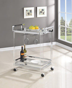 G902589 - 2-Tier Glass Serving Cart - Clear - ReeceFurniture.com