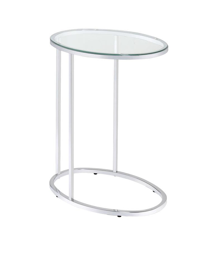 G902927 - Oval Snack Table - Chrome And Clear