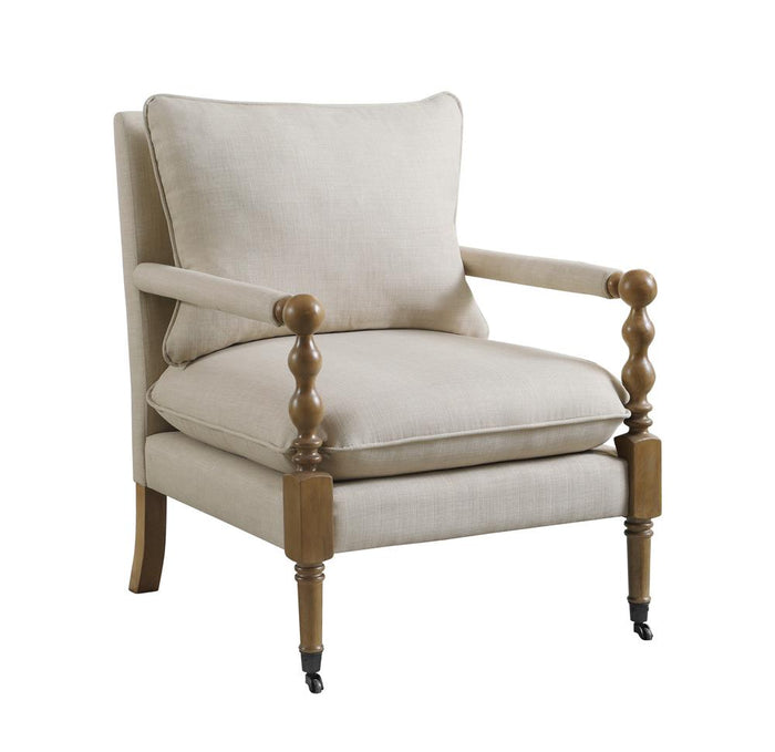 G903058 - Upholstered Accent Chair With Casters - Beige