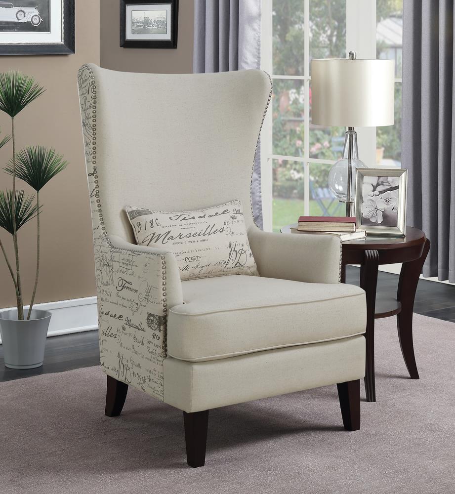 G904047 Curved Arm High Back Accent Chair Cream