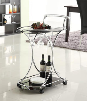G910001 - 2-Shelves Serving Cart - Chrome And Black or Chrome And White - ReeceFurniture.com