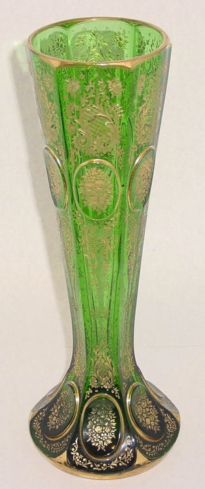 910041 Green W/6 Cut Flat Sides, And Fancye & Flowers Engraved Fill, Bohemian Glassware, Antique, - ReeceFurniture.com - Free Local Pick Ups: Frankenmuth, MI, Indianapolis, IN, Chicago Ridge, IL, and Detroit, MI